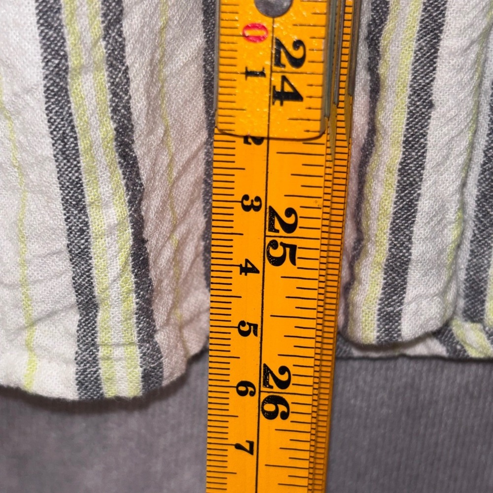 Loft Outlet Lounge Womens Medium Striped Linen Blend Button Down Shirt Grey - Picture 6 of 6